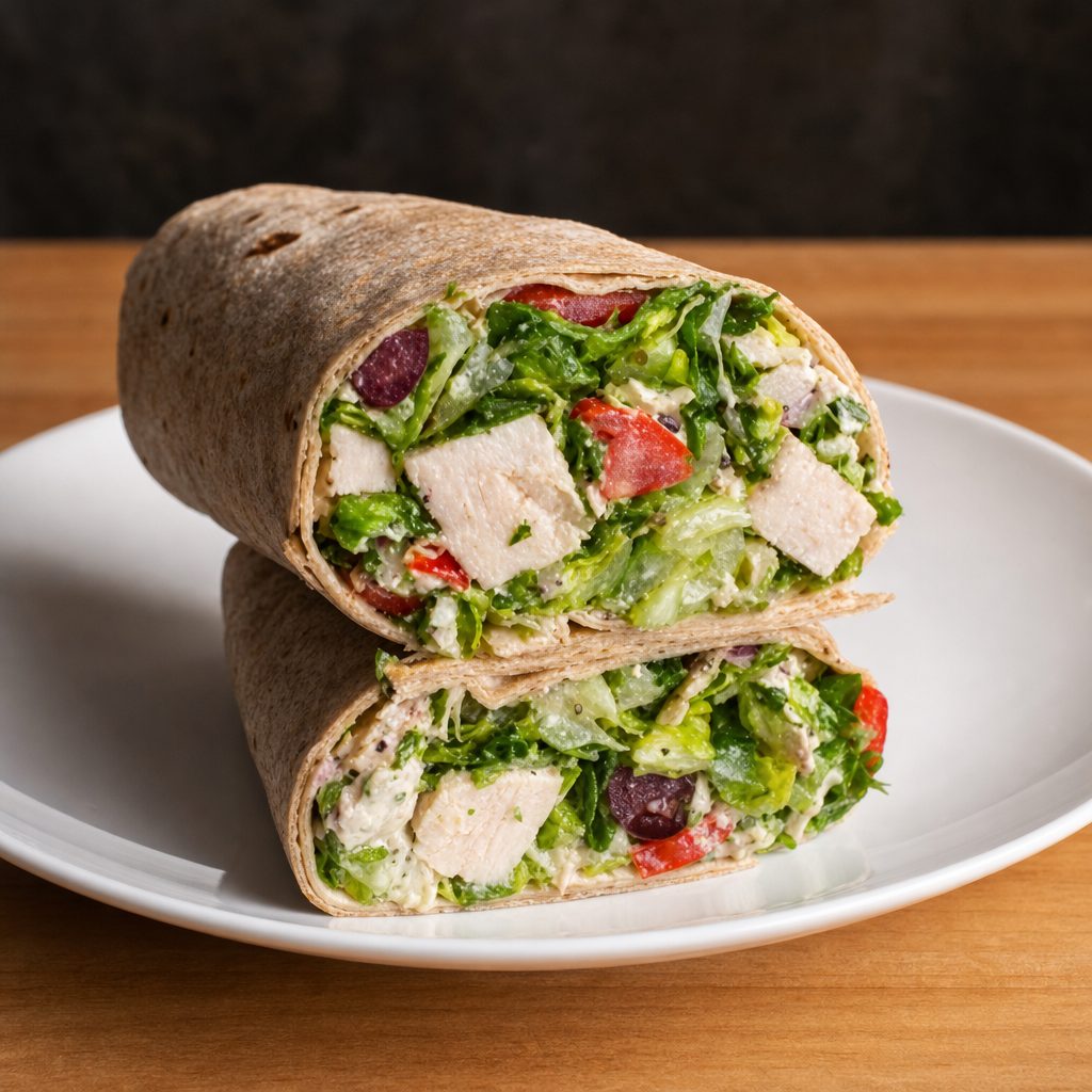 Greek Grilled Chicken Wrap.