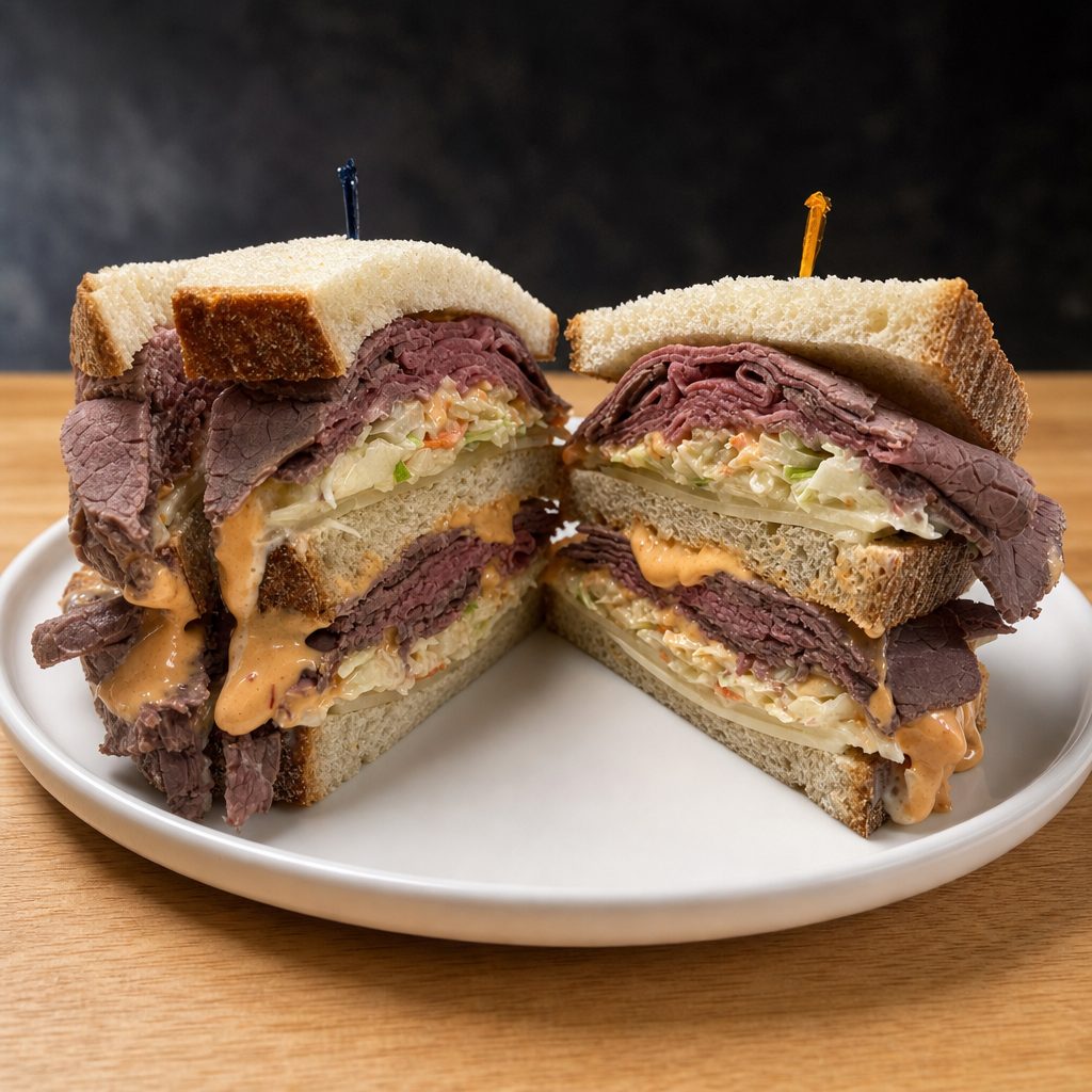 Roast Beef & Swiss Sloppy Joe.